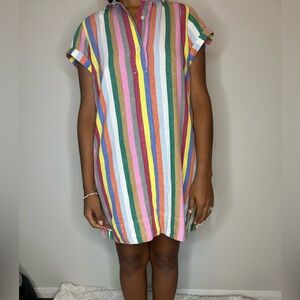 J.Crew Multicolor Striped Linen Shirt Dress